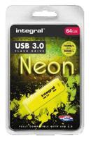 Integral INFD64GBNEONYL3.0 USB flash drive 64 GB USB Type-A 3.2 Gen 1 (3.1 Gen 1) Geel