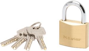 Masterlock 40mm thick solid brass body - 24mm hardened steel shackle, 6mm diam. - - 2840EURD