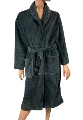 Hotel badjas velvet katoen/fleece antraciet