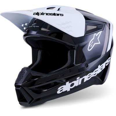 ALPINESTARS S-M3 Radium, Motorcross helm, Zwart-Wit-Grijs