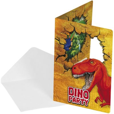 Dino uitnodigingen, 6 stuks