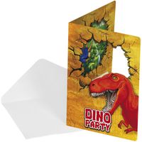 Dino uitnodigingen, 6 stuks Dino uitnodigingen, 6 stuks