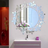 Bloem Vine aankleden spiegel Art vinyl muurschildering decor plafond muur sticker (zilver)