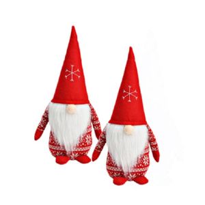 2x stuks pluche gnome/dwerg decoratie poppen/knuffels rood 16 x 20 x 40 cm