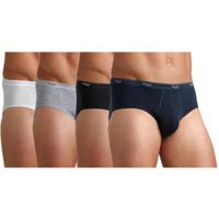 Set van 3x stuks sloggi basic marine blauw midi heren slip 95% katoen/5% elasthan, maat: L