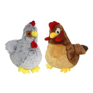 Pluche kip en haan knuffel - 2x - 20 cm - boederijdieren kippen knuffels