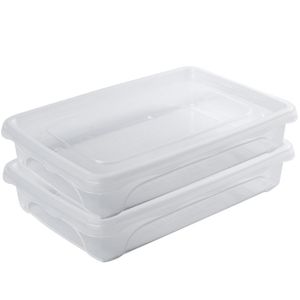 2x Voorraad/vershoudbakjes laag 0,5 liter transparant 18 x 12 x 4 cm