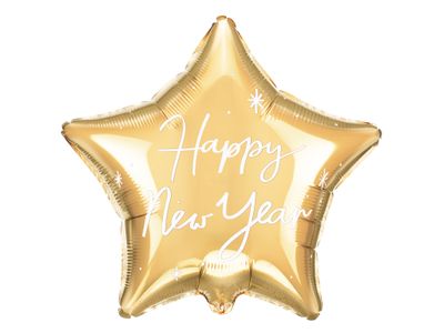 Gouden Folie Ballon Ster Happy New Year (45cm)