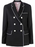 Thom Browne manteau en laine à boutonnière croisée - Noir - thumbnail