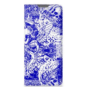 Mobiel BookCase OPPO Find X5 Angel Skull Blauw