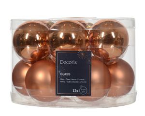 Kerstbal glas d5 cm rood kpr ass 12st kerst - Decoris