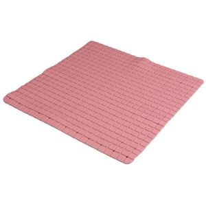 Badkamer/douche anti slip mat - rubber - voor op de vloer - oud roze - 55 x 55 cm