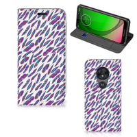 Motorola Moto G7 Play Hoesje met Magneet Feathers Color