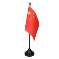 Vlag China tafelvlaggetjes - 1x stuks - 10 x 15 cm vlag - met zwarte standaard