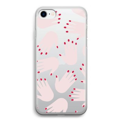Hands pink: iPhone SE 2020 Transparant Hoesje