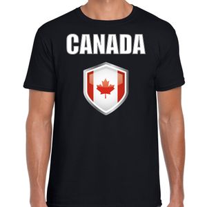 Canada landen supporter t-shirt met Canadese vlag schild zwart heren