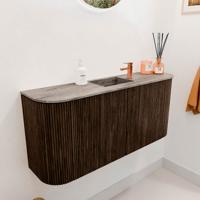 Toiletmeubel Mondiaz Joya Dlux | 93.2 cm | Meubelkleur Walnut | Faye wastafel Oza Wasbak Midden | 1 kraangat
