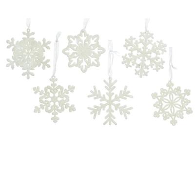 Decoris Kersthangers - 10 cm - sneeuwvlokken - wit - 6 stuks