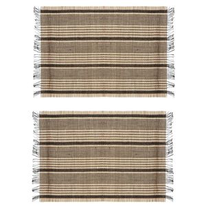 Set van 6x stuks placemats bamboe met franjes zwart 45 x 30 cm - Placemats