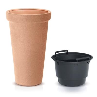 Prosperplast Plantenpot/bloempot Flower Tower - kunststof - terracotta - D48 x H78 cm - binnenpot
