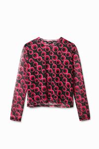 T-shirt met tule en cirkels - RED - M