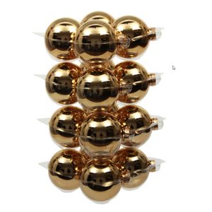 16x Gouden glazen kerstballen 8 cm glans