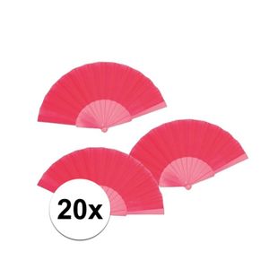 20 stuks Spaanse Handwaaiers fuchsia 23 cm