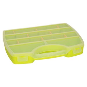 Plasticforte Opbergkoffertje/opbergdoos/sorteerbox - 13-vaks - kunststof - groen - 25 x 21 x 4 cm   -