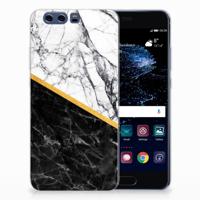 Huawei P10 Plus | TPU | Siliconen hoesje | Marmer Wit Zwart - Origineel Cadeau Man