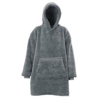 Hoodie - Oversized hoodie - Teddy Stof - Deken met Mouwen - Donker Grijs - One Size - Super Zacht - thumbnail