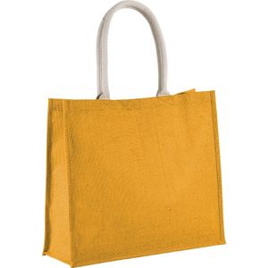 Jute gele shopper/boodschappen tas 42 cm