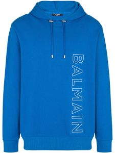 Balmain hoodie à logo embossé - Bleu