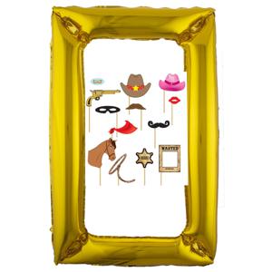 Foto prop set met frame 75 x 100 cm - cowboy/western feest thema - 13-delig - photo booth