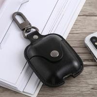 Bluetooth dikker Cover anti-drop stofdichte gesp Bluetooth koptelefoon PU lederen Case voor Airpods (zwart)