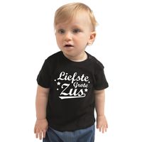 Liefste grote zus cadeau t-shirt zwart peuters / meisjes - thumbnail