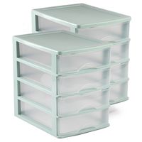 2x stuks ladeblok/bureau organizer met 4 lades groen/transparant L 35,5 x B 27 x H 35 cm - thumbnail