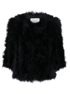 Yves Salomon veste bordée de plumes à doublure en soie - Noir