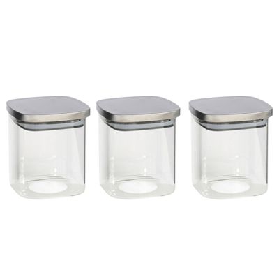 3x stuks voedsel/etenswaren bewaren voorraadpot 800 ml glas met RVS deksel