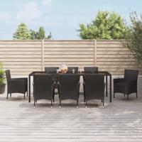 9-delige Tuinset poly rattan zwart