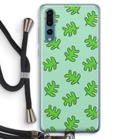 Groene blaadjes: Huawei P20 Pro Transparant Hoesje met koord