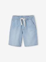 Denim jongensbermuda, gemakkelijk aan te trekken blauw, gestreept