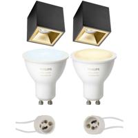 Philips Hue Opbouwspot Set GU10 - Mat Zwart/Goud - Verdiept - Bluetooth