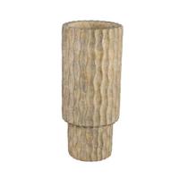 PTMD Mitty Brown cement pot wavy ribs round high M - thumbnail