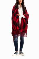 Geruite poncho met capuchon - BLACK - U