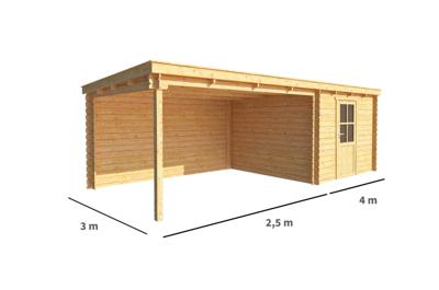 Blokhut met overkapping Els 650 cm bij 300 cm diep Lessenaarsdak - Warentuin collection