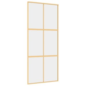 vidaXL Schuifdeur 90x205 cm helder ESG-glas en aluminium goudkleurig