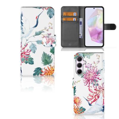 Samsung Galaxy A35 | Telefoonhoesje | Met pasjeshouder | Bird Flowers
