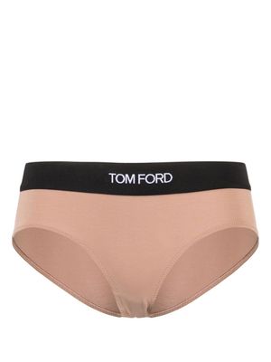 TOM FORD culotte Boy à bande logo - Tons neutres