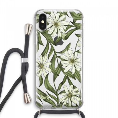 Wit bloemenpatroon: iPhone XS Max Transparant Hoesje met koord