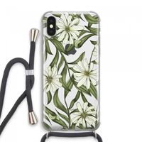 Wit bloemenpatroon: iPhone XS Max Transparant Hoesje met koord